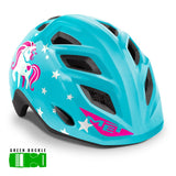 MET Kids Elfo grøn blå unicorn cykelhjelm (46-53 cm)