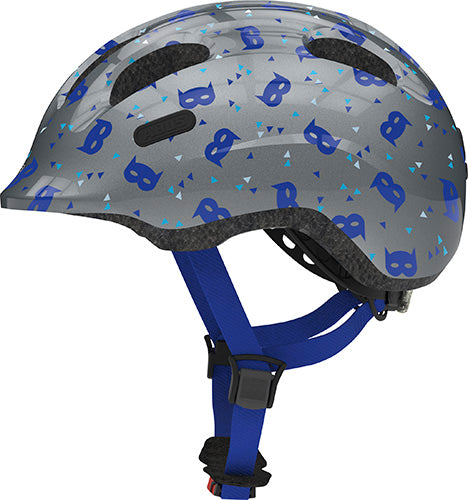 Abus Smiley 2.1 sølv blå maske cykelhjelm