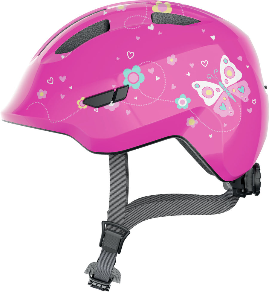 Abus Smiley 3.0 pink sommerfugl børnecykelhjelm